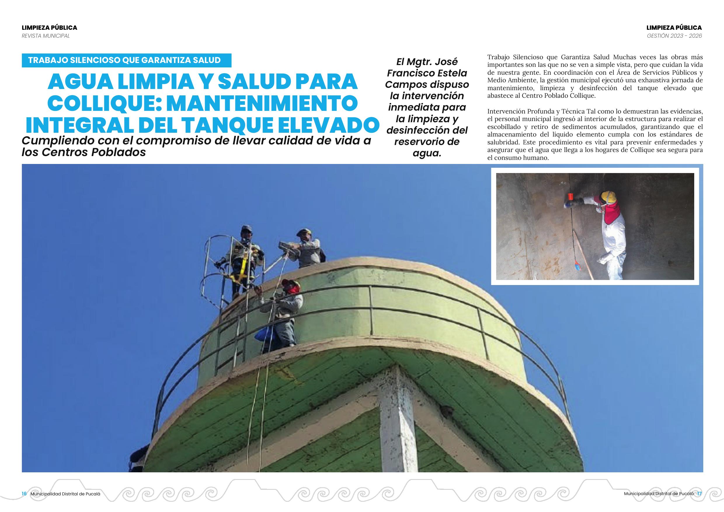 Mantenimiento del tanque elevado de Collique