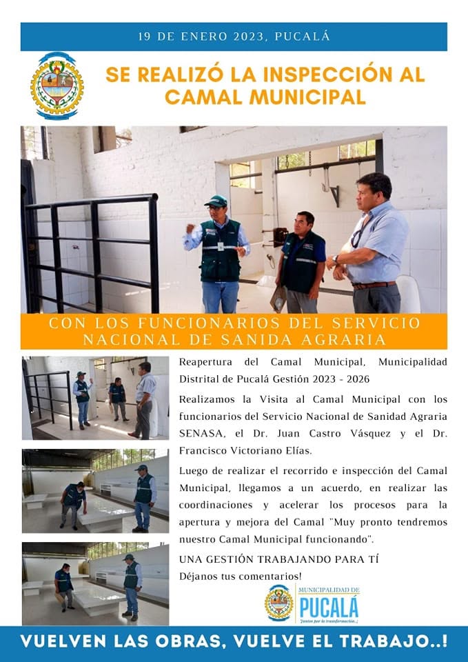 Inspección del Camal Municipal junto a funcionarios de SENASA