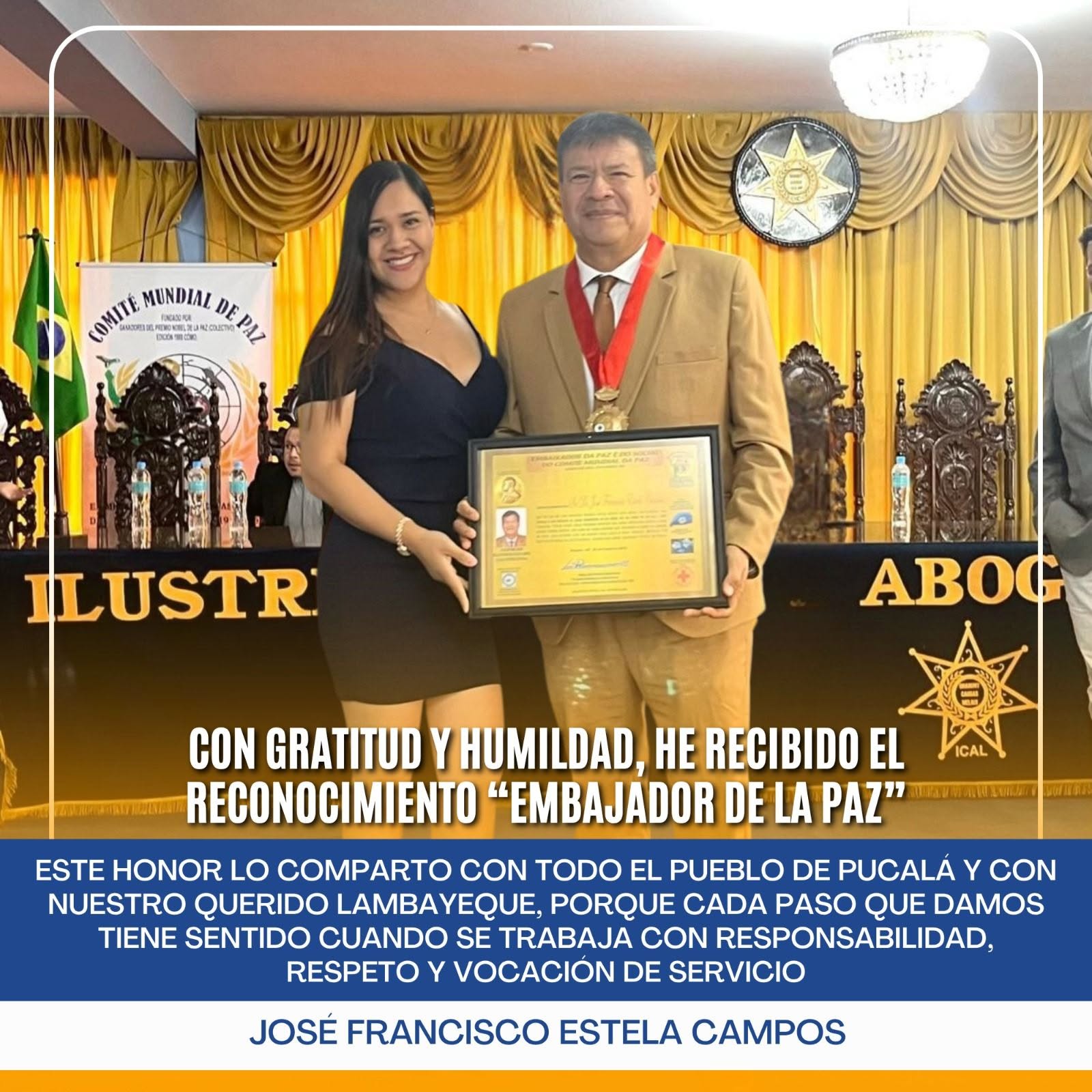 Reconocimiento Embajador de la Paz